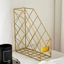 Vertical Metal Desktop File Shelf Wrought Iron Mesh Magazine Storage Rack Nordic Style High Appearance Level Storage Shelf