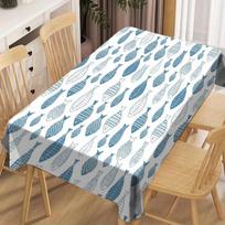 Blue White Sardine Fish Print Rectangle Tablecloth for Table Decor Washable Farmhouse Kitchen Dining Table Cloth Party Decor 90x140cm white