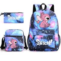 Stitch Lilo & Stitch Printed Backpack Shoulder Bag Pencil Case 3-Piece Set Student School Bag A
