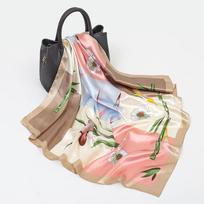 Lady Silk Square Scarf Print Design Scarves Large Hijab Fashion Shawl and Wrap Women Bangdana Female Headkerchief Foulard Summer 90x90cm