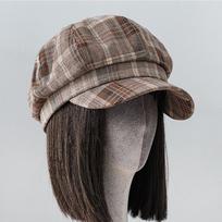 Moterų retro languotas beretas: Britiško stiliaus dailininko kepurė, Madinga snapelinė kepuraitė, Gatvės šokio kepuraitė, Mažo veido dizainas. M (56-58cm)