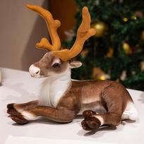 Cute simulation elk reindeer doll plush toy deer Christmas deer doll children's company soothing doll 35cm（0.26kg）