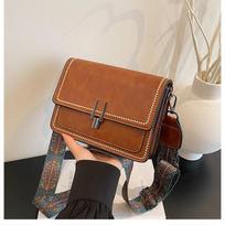 2025 Summer Retro Women's Color Block Crossbody Bag with Wide Strap – European & American Style, Simple Fashion