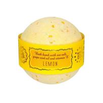 Vonios bombos "Lemon" su jūros druska ir vynuogių sėklų aliejumi, Saules Fabrika, 145 g