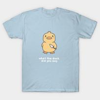Men Black Print T-shirt What The Duck No-Cut Heat Transfer Print Cotton Tshirt M