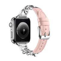 Leather Strap For Apple Watch Ultra Band 49mm 46mm 42mm 44mm 40mm 41mm 45mm Women Stainless Steel bracelet iWatch Series 11 10 9 8 SE 7 6 5 Belt 42/44/45/Series11/10 46mm beige