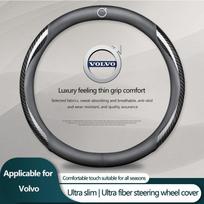 Leather Carbon Fiber Car Steering Wheel Cover Car Accessories For Volvo 240 C70 S40 S50 S60 S70 S80 S90 V40 V50 V60 V90 XC40 XC60 XC90 Vnl Truck black