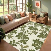 Modern Green Floral Area Rug Carpet Mat Rug Home Decoration Leaf Flower Pattern Non Slip Floor Rug for Living Room 40X60CM