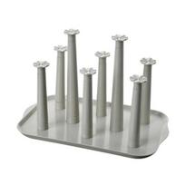6-Slot Plastic Cup Drying Rack with Drip Tray Space-Saving Countertop Organizer for Mugs Glasses BPA-Free Kitchen Storage Rack pilka
