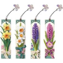 4Pcs Special Shape Flower Diamond Bookmark Art Projects DIY Bookmarks Diamond Painting Kits Diamond Painting Bookmark Making Kit