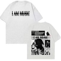 Raperio Playboi Carti I AM MUSIC albumo logotipas T-shirt'ai Unisex Unisex Harajuku Hip Hop Vintage T-shirt Patogūs ir kasdieniški M white