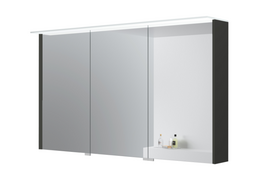 Veidrodinė spintelė Kame Loft, MC3DML/120-70/D27-LFT, su LED stogeliu,  IP44, 120 cm, Grafitas