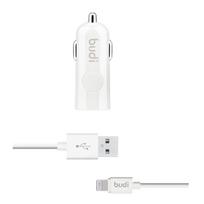 Budi BD062L automobilinis įkroviklis su 1 USB-A jungtimi, su LED indikatoriumi, su Lightning laidu