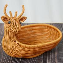 Brown deer imitation rattan cute household storage basket dried fruit snack basket storage basket 33x23x10cm
