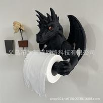 Black Dragon Toilet Paper Holder Fantasy Resin Tissue Roll Dispenser For Bathroom Wall Mount Home Bedroom Gothic Decoration