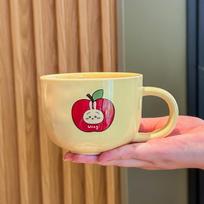 Cute apple high-value cup ceramic mug with lid spoon couple home coffee cup girl birthday gift 401-500ml
