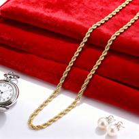 45-60cm pretty 18K Gold 4mm Rope Chain Necklace for Women Man Fashion Wedding Christmas Gifts Jewelry 18-24Inch party Y21040YY-