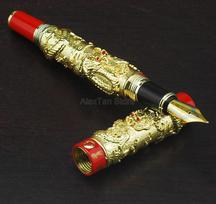 Jinhao Classic Double Dragon Playing Pearl, Metal Carving Embossing Heavy Pen Gold For Writing Gift Pen With Gift Box Only One Pen