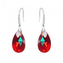 Sidabriniai auskarai moterims DiamondSky „Baroque III (Light Siam Shimmer)“ su Swarovski kristalais
