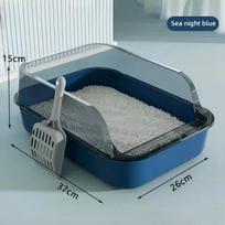 Large Capacity Cat Toilet Cleaning Basin-Splashproof Pet Sandbox Litter Box Durable Cat Tray Bedpan Supplies for Kittens & Cats