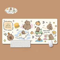 Capybara Desk Pad Cartoon Desk Protector Cute Laptop Table Mat Capybara family