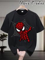 2026 nauji Marvel Žmogus-voras marškinėliai vyrams vasariniai oversized marškinėliai mielas animacinis tinklelio grafinis spaudinys trumpos rankovės gatvės stilius aukštos kokybės S black