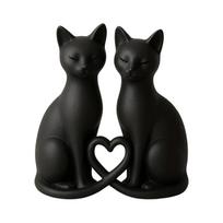 Artistic Cats Couple Statue 3D Printed Heart Theme Animal Sculpture Romantics Ornament For Festives Table Decorations 1