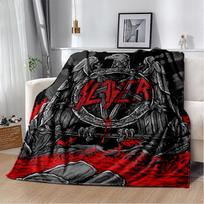3D retro juosta Slayer sunkausjo metalo Rcck ženklas pledas, minkštas metamas pledas namams, miegamajam, lovai, sofai, kelionėms, vaiko dovana 75x90cm gray