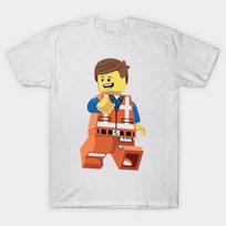 Men Black Print T-shirt Emmet No-Cut Heat Transfer Print Cotton Tshirt 2XL