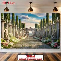 2D Roman Villa Garden Photography Background Cloth for Historical & Elegant Occasions 47.2x31.5inch/120*80cm