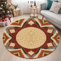 VIKAMA Easter Round Persian Non-Slip Rug For Outdoor Courtyard Boho Home Decor 80cmx80cm