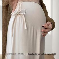 Spring/Summer 2026 Wide-Leg Maternity Pants for Petite Women - Drawstring Straight-Leg Design M
