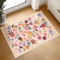 French Style Living Room Decoration Carpet Thick Plush Rugs for Bedroom Flower Pattern Study Floor Mat Fluffy Soft Cloakroom Rug 80x120cm
