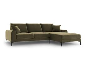 Minkštas kampas Mazzini Sofas Madara, veliūras, žalias/juodas