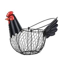 Elegant Chicken Themed Iron Eggs Holder Basket With Handle For Kitchen Counter Storage And Farmhouse Decoration
