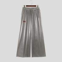 INCERUN Men's Y2K Glossy Baggy Wide Leg Pants Streetwear Hip Hop Casual Elastic Waist Bottoms S