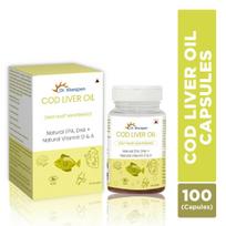 Dr. Morepen Cod Liver Oil 100 Capsules Natural EPA + DHA + Vitamin A + Vitamin D beige