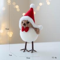 Christmas Tree Ornament Hanging Decoration: Realistic Foam Bird with Red Scarf and Hat - New Arrival A