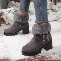 Fluffy Fur High Heel Ankle Boots with Platform Women 2025 Winter Thick Bottom Furry Snow Boots Warm Short Plush Woman's Shoes 35