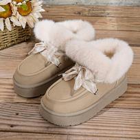 Fashionable and versatile thick-soled fleece snow boots for women  winter new style thickened warm cotton boots 36