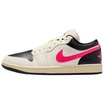Air Jordan 1 Low WMNS Pale Ivory Black Racer Pink Leather Lifestyle Sneakers DC0774-107 38.5