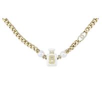 Chanel Number 5 Metal Pearl Choker Necklace Women necklaces Gold Pearl-White AB8476-B08260-NI490 Gold/Pearl White,F