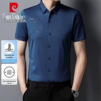 Pierre Cardin Men's Ice Silk Short-Sleeve Business Casual Shirt L
