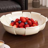 Large Capacity Fruit Plates Thicken Petal Shape Snack Storage Dish with Compartment Non-toxic Fruit Bowl Tabletop Display