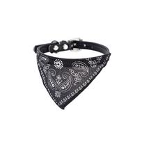 Adjustable Cute Printed Bandana Cat Collar Puppy Dog Cat Scarf Collar Adjustable Triangular Pet Banadana Collar for Kittens (Black,Neck 22-28cm)