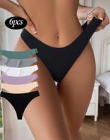 6 PCS Lot Seamless Underwear For Women Ice Silk Thong Panties Femme Woman Plain Panties Solid Light Tangas S