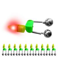10pcs LED Night Fishing Rod Bite Bait Alarm Light with Twin Bells Ring Fishing Bite Alarm Indicator