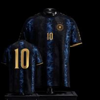 2026 Ins-Famous Argentina Commemorative Football Jersey, Short-Sleeve with Sun Gold Emblem, Unisex Sporty and Casual Style. M black