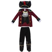 Kids Pirate Captain Costume Set 4pcs Outfit With Coat Vest Pants & Feather Hat Boys Girls Halloween Medieval Pirate M
