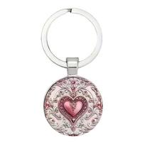 Heart Pendant Keychain Vintage - Cute Love Keyring Gift for Women One Size